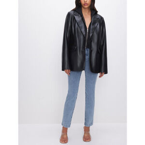 Good American Faux Leather Black Blazer Size 0